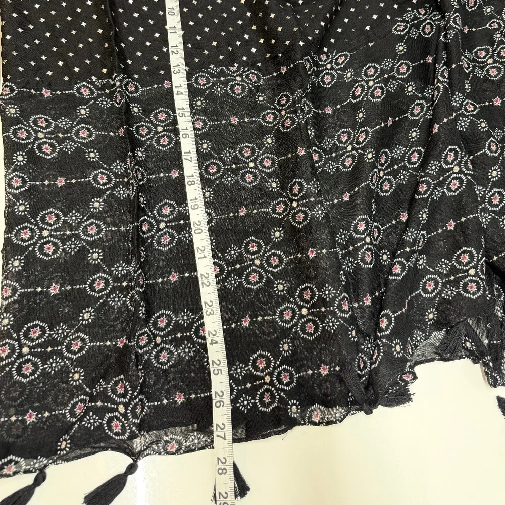 Unbranded Infinity Whimsygoth Tassel Metallic Star Pink Print Black‎ Scarf